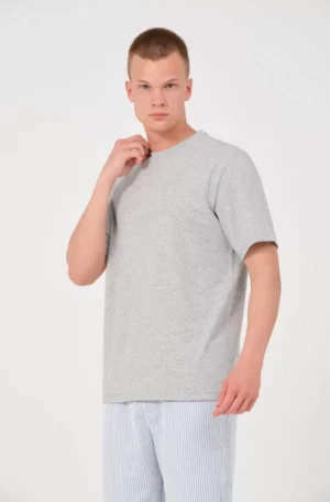 Erkek 24/1 Düz A Kalite Oversize T-shirt - Gri